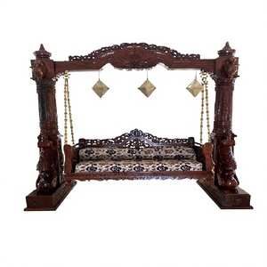 Premium Teak Wooden Swan Carved Swing Premium Brown Jhula For Living Room Home Furniture Buy Outdoor/Indoor Swing Set USA Sale - Product Image 1