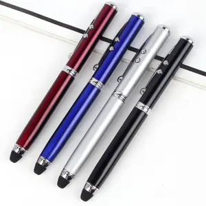 4 en 1 multicolore point laser lumière stylo avec stylet twist stylo à bille léger