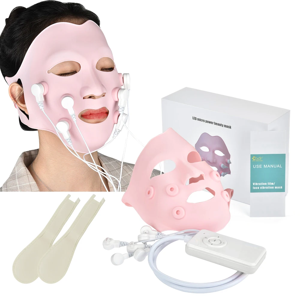 Anti Wrinkle Skin Firming Vibration Face Massager Photon Therapy Silicone LED Facial Mask with Controller