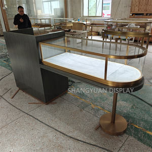 Mostrador de exhibición de joyería de Metal de nuevo diseño, banco de trabajo de vidrio de arco, vitrina de joyería de lujo - Product Image 6