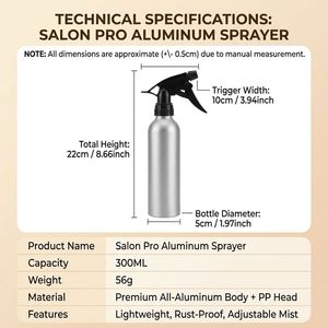 Bouteille de pulvérisation professionnelle en aluminium de 300 ml à effet métallique, motif de poteau de <span class=keywords><strong>barbier</strong></span>, pour salon de coiffure et jardinage - Product Image 2