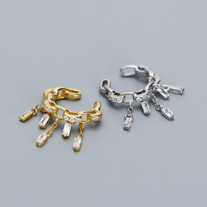 Gioielli di moda all'ingrosso orecchini in argento 925 gioielli 18K placcato oro con nappa orecchini a cerchio per le donne - Product Image 1