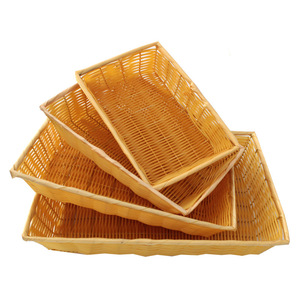 Cesti per Pane in Plastica Intrecciata, Cesti Rettangolari per Esposizione del Pane, Cesti Simil-Rattan per Alimenti e Frutta - Product Image 1