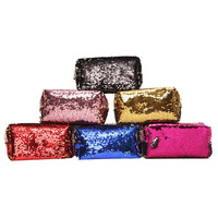 Sacs de maquillage à paillettes changeantes, étui à crayon réversible pour paillettes