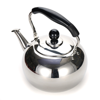 Bouilloire sifflante moderne en acier inoxydable 2,0 L, disponible en plusieurs tailles, corps poli, poignée en bakélite