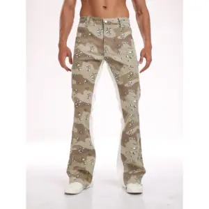 Herren Camouflage Print Flare Jeans Baggy Jeans benutzer definierte hochwertige Jeans Hosen für Männer