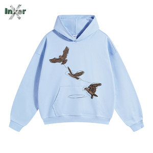 Sudadera con Capucha de Felpa Transpirable de Secado Rápido con Bordado de Tinta Blanca Estilo Americano para <span class=keywords><strong>Hombre</strong></span> y Mujer, Corte Regular/Oversize, Colección Año Nuevo 2025 - Product Image 3