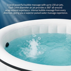 Spa <span class=keywords><strong>gonflable</strong></span> portable avec éclairage LED intégré et 110-160 jets d'air, pour 4 à 6 personnes, bain à remous extérieur pour jardin. - Product Image 4