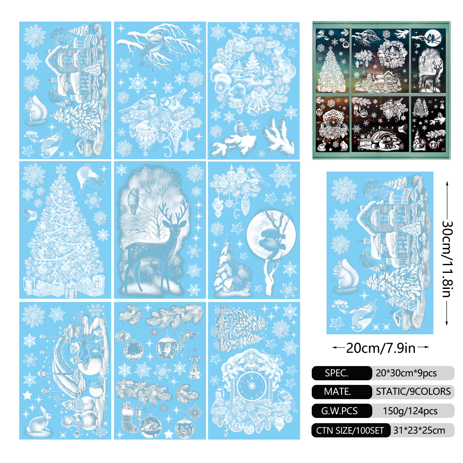 Christmas clock set of 9 pieces