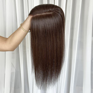 ท็อปเปอร์ผมลูกไม้สีน้ำตาลเข้ม ขายส่ง พร้อมส่ง สำหรับผู้หญิงผิวขาว ผมแท้เวอร์จินจากยุโรปและรัสเซีย พร้อมกิ๊บติด - Product Image 2
