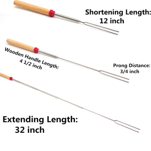 Fourchettes télescopiques en acier inoxydable pour barbecue, bâtonnets de cuisson pour guimauves, réglables de 31 à 81 cm, résistantes à la chaleur, écologiques, de haute qualité - Product Image 3
