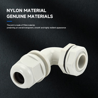 Connecteur de blocage de câble en nylon de type L à 90 degrés, filetage métrique M20, étanche IP68, avec protection anti-traction pour câblage industriel