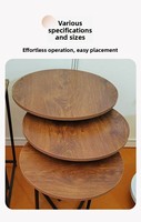 Table basse moderne de style minimaliste, plateau en bois couleur crème, structure en métal, sur pieds, mobile, double ronde, pour salon