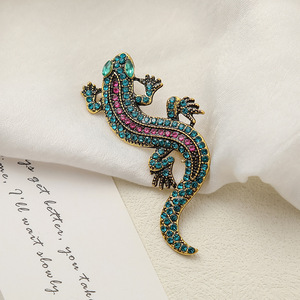 Sang Trọng Đầy Màu Sắc Động Vật Trâm Chất Lượng Cao Thiết Kế Hợp Kim Tuyệt Đẹp Đầy Đủ Rhinestone Thằn Lằn Trâm Cài Pin Cho Nam Giới - Product Image 4
