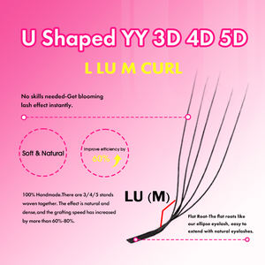 Extensions de cils MASSCAKU <span class=keywords><strong>L</strong></span> <span class=keywords><strong>LU</strong></span> M Curl en forme de <span class=keywords><strong>U</strong></span> YY/3D/4D/5D 0,07 mm, tissées à la main, pré-faites en éventail, idéales pour le maquillage féminin - Product Image 2