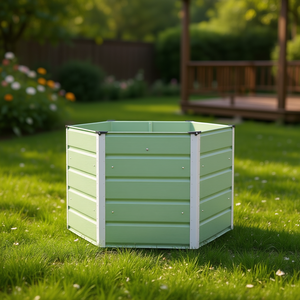 Maceta de Acero de 129 x 129 x 75 cm, Color Verde Pastel, Jardinera Cuadrada para Exteriores, Diseño Minimalista - Product Image 2