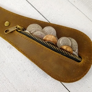 Porte-monnaie en cuir véritable Boshiho, pochette à monnaie Crazy Horse, portefeuille, paddle d'autodéfense - Product Image 3