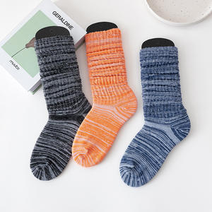 फैशन बबल शुद्ध रंग की महिलाओं के डिज़ाइन मोटे सूती लंबे पतले पैर के मोज़े जूतों के लिए गर्म पैर के स्लाउच मोज़े रखते हैं - Product Image 3