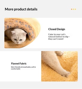 Großhandel Warmes Winter-Katzenbett Geschlossener Typ Schlafsack für Alle Jahreszeiten Dickes Abnehmbares Waschbares Kissen für den Innenbereich Ovale Form - Product Image 6