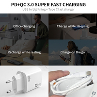 Chargeur mural super rapide 25W A+C avec protection OTP, prise EU, type-C PD pour téléphones mobiles et ordinateurs portables