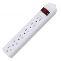 Multiprise KMC 6 prises avec protection contre les surtensions, lot de 2, 900 Joules, rallonge de 1,2 m, affichage LED, protection contre les surcharges, noir, IP11