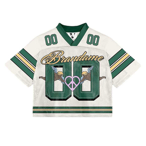Op maat gemaakte bedrukte oversized mesh jersey unisex retro voetbal boxy cropped top jersey blank voetbal fashion t-shirts - Product Image 5