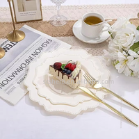 Assiettes jetables élégantes en plastique de qualité alimentaire, résistantes et anti-fuite, 10,25/7,25 pouces, pour fêtes, mariages, banquets, dîners/desserts