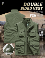 Gilet de pêcheur multi-poches Cartoon logo Gilet Pêche Randonnée Reporter Photographie Camping Chasse Gilet