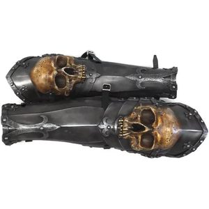 Armadura Medieval de Acero para Piernas de Caballero, Diseño de Calavera, Recorte y Estampado, Accesorio de Disfraz de Halloween, ALFA NAUTICAL, Unisex - Product Image 3