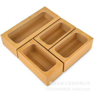 Bamboo Wood <b>Storage</b> <b>Box</b> Rectangular Multi Compartment Eco Friendly <b>Kitchen</b> Drawer Organizer Food Container - Product Image 1