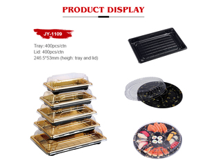JY-1109 nóng bán Vàng vuông nhựa dùng một lần <span class=keywords><strong>container</strong></span>, dùng một lần Sushi khay, nhựa Hộp bao bì thực phẩm - Product Image 6