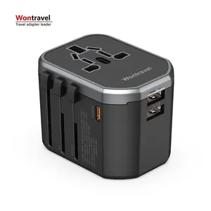 Wontravel Multi UK US EU AUS Plug Socket 20W PD Travel Adaptor Charger 3 Output Portable Power Universal Travel Adapter with Usb
