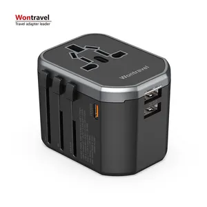 Wontravel Multi REINO UNIDO EUA UE AUS Tomada 20W PD Viagem Adaptador Carregador 3 Saída Portátil Adaptador de Viagem Universal com Usb