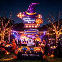 Panneau publicitaire vertical LED sans MOQ, enseigne personnalisée en acrylique, enseignes d'Halloween, enseigne lumineuse 3D pour événements professionnels et fêtes en extérieur