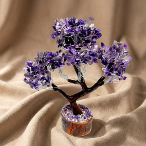 Figurine Arbre en Améthyste Faite à la Main, Décoration Feng Shui pour la Maison, Cristaux Naturels, Pièce d'Art Perlée de 300 Perles, Toucher Réel, Saint-Valentin - Product Image 3