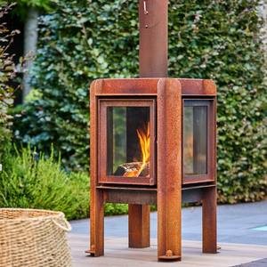 เตาฮีตเตอร์ไม้แบบอิสระสามด้านทำจากแก้วสีดำเตาผิงเผาไม้โลหะ - Product Image 3