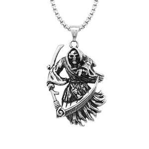 Colgantes de Acero Inoxidable 316L PVD Personalizados con Diseño de Calavera y Guadaña, Joyería Fina de Moda, Collares para Hombre, Venta al por Mayor - Product Image 6