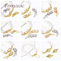 Collier de perles fermoirs de connexion 18K plaqué or Zircon coquilles fermoir à crochet ovale fait à la main bijoux à bricoler soi-même faisant des accessoires