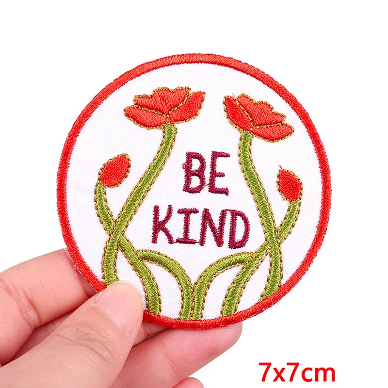 Positive Letters Iron On Patches For Clothing Thermoadhesives DIY Custom Applique Embroidered Patch