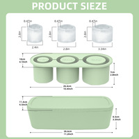 Moule à glaçons en silicone de qualité alimentaire avec couvercle, logo personnalisé, 3 cylindres creux, antiadhésif, congélation rapide, grandes bouteilles à glaçons