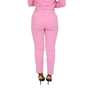 Pantalon pour femme rose ciel taille haute coupe slim longueur courte décontracté - Product Image 3