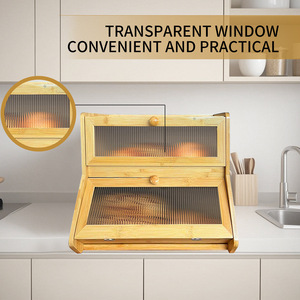 Boîte à pain double couche Gem Bamboo, grand espace de rangement pour comptoir de cuisine, pour gâteaux et pâtisseries - Product Image 3
