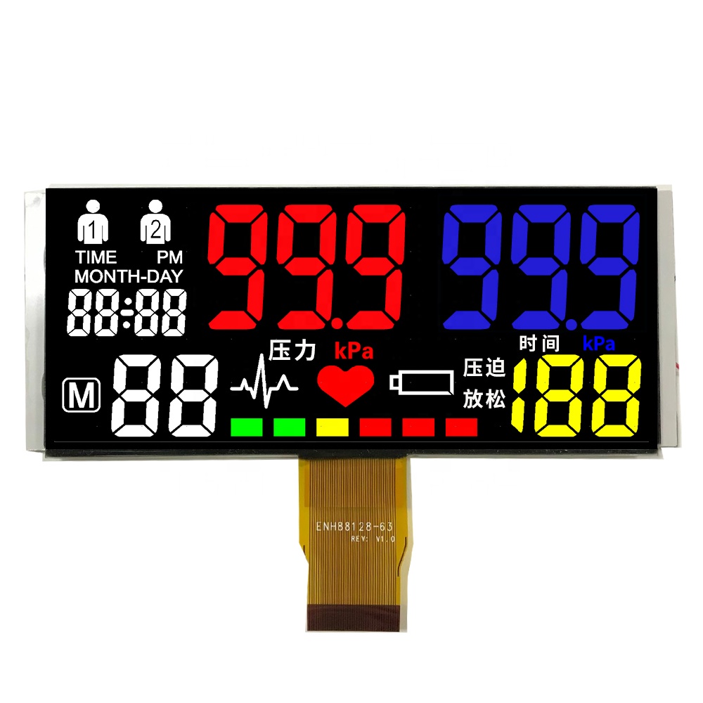 גמיש VA שלילי lcd תצוגת 7 מגזר צבע lcd תצוגת FPC מקרן lcd לוח