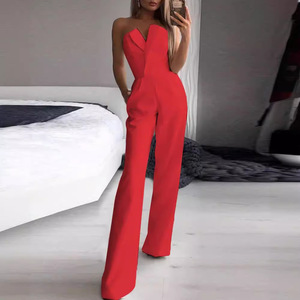 Mono Elegante Asimétrico para Mujer, Color Sólido, Cintura Media, Pantalones Largos, Ropa de Fiesta, Negro, Blanco, Rojo, Verde, Rosa, Azul - Product Image 4