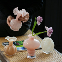 Vase en verre transparent coloré minimaliste nordique, conteneur à fleurs hydroponique en cristal à facettes géométriques, décoration de table