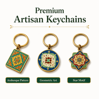 Porte-clés en émail personnalisé OEM ODM, motif géométrique islamique arabe, anneau doré vintage, métal décoratif, cadeau pour sac à main, mosaïque turque
