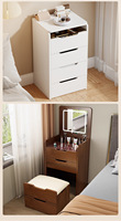 Coiffeuse moderne en bois massif blanc avec miroir éclairé, mobilier de chambre durable pour appartement et hôtel, vente en gros de produits de maquillage