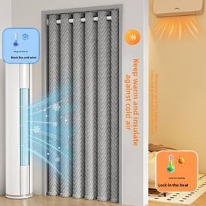 Rideau de porte thermique DaiRui en flanelle épaisse, séparateur de pièce <span class=keywords><strong>pour</strong></span> l'intimité, protection contre le vent froid, économie d'énergie AC, gris - Product Image 2