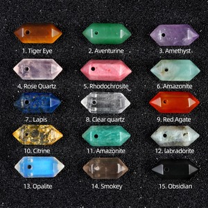 Piedra de Cristal Curativa, Cuentas de Doble Punta, 2mm, Orificio Grande, Hexagonal Facetado, Colgante Focal de Chakra - Product Image 3