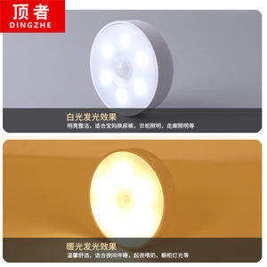 Luz nocturna Led redonda con control por sensor, alimentada por batería, detección de movimiento del cuerpo humano, lámpara de pared para dormitorio, pasillo - Product Image 3